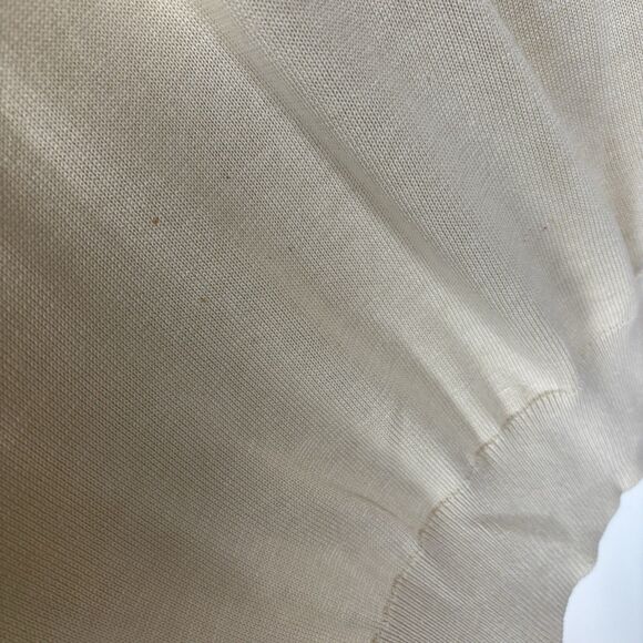 Tulliano Sweater Mens L Beige Silk Cotton Mock Neck Pullover Lightweight Flaw - Picture 2 of 7